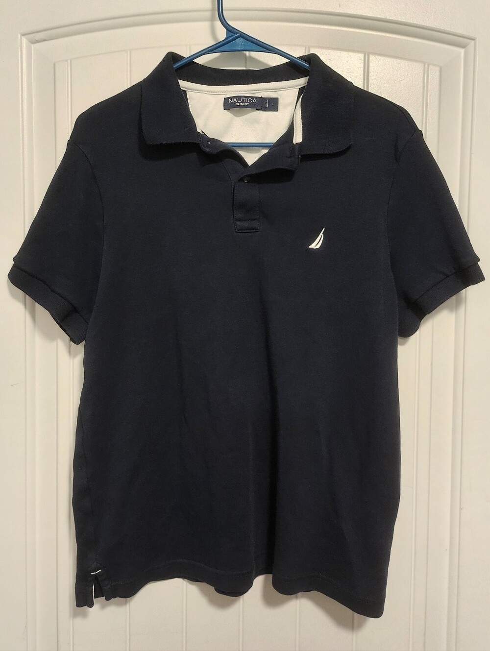 Nautica Navy Short Sleeve Polo with White Sail Logo